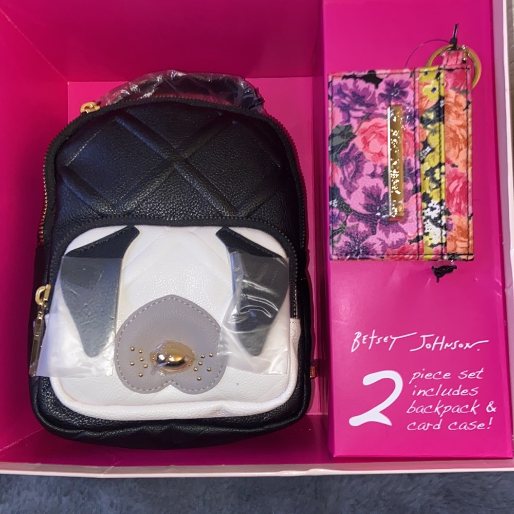 NEW - Betsey Johnson 2 Piece Set includes Mini Backpack & Card Case